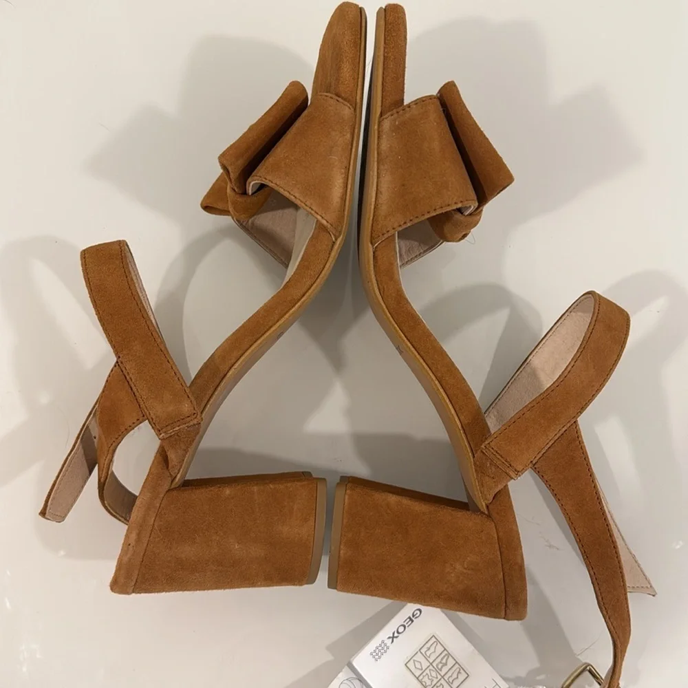 Geox Boho Platform Suede Block Heel Cross Strap Sandals Womens Size 40 NEW